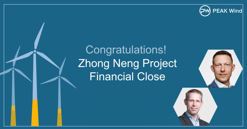 Zhong Neng Project in Taiwan reaches Financial Close. PEAK Wind has been supporting the project since 2017.