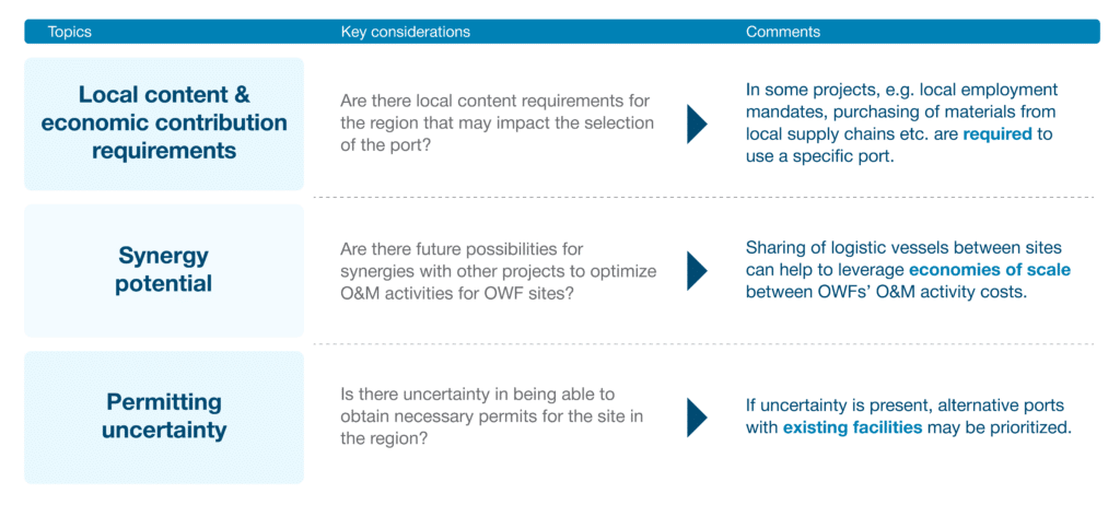 additional considerations, O&M port assessment